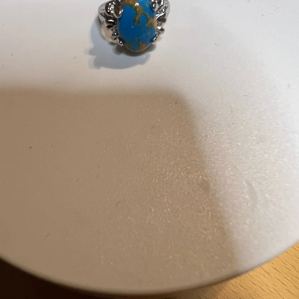 Brand New “Blue Gem”Turquoise Silver Statement Ring